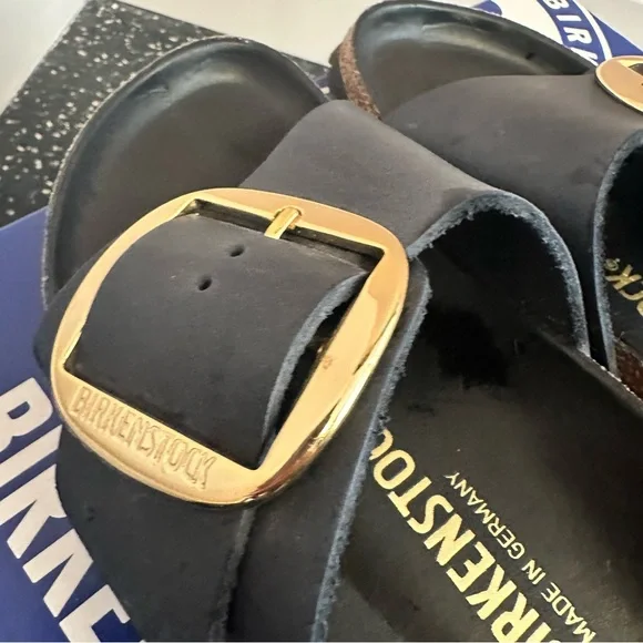 Birkenstock Navy Madrid with Gold Buckle - Picture 4 of 5